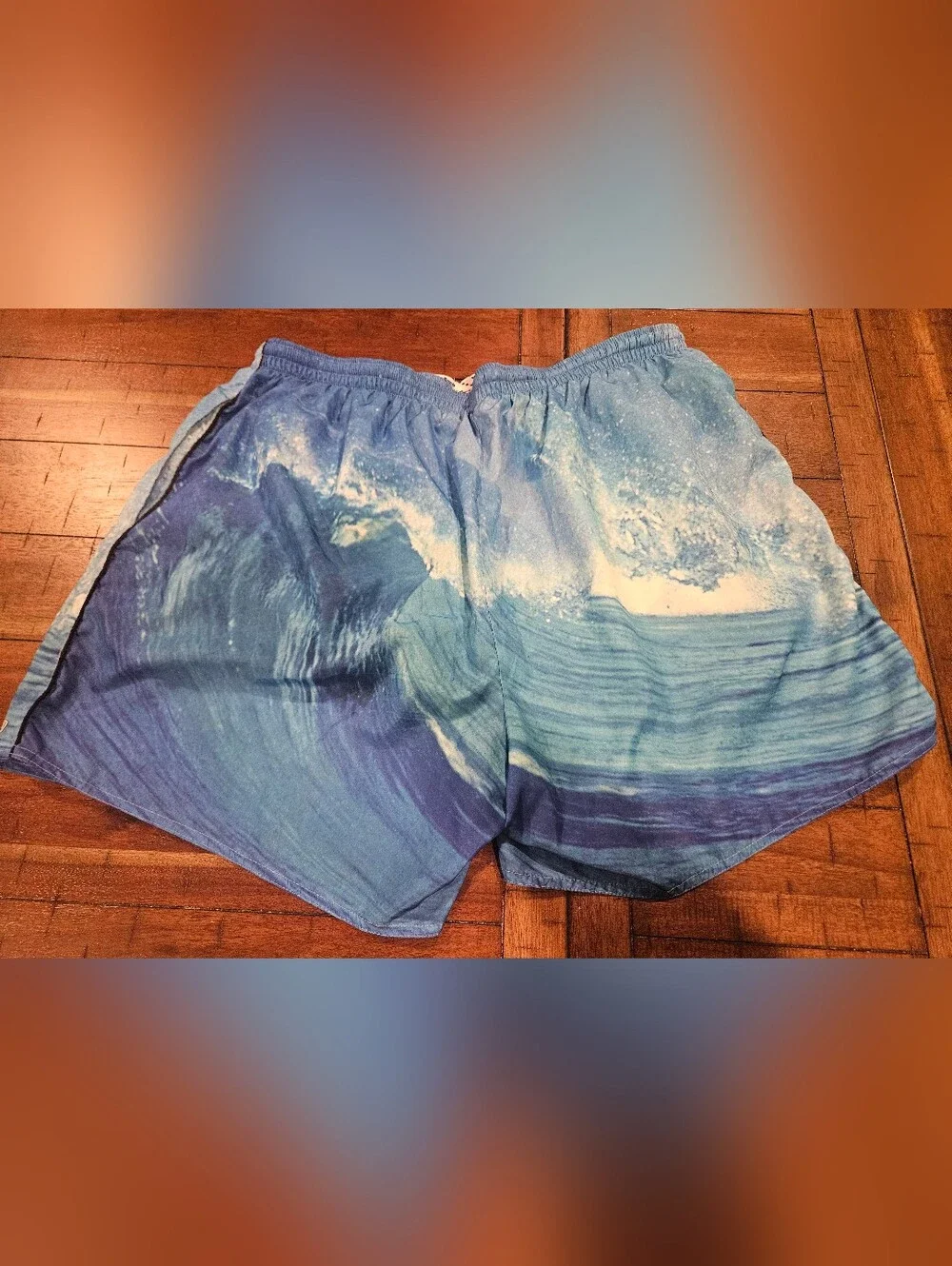Nautica Men's Ocean Wave Print Swim Trunks in Blue - XXL